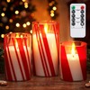 Glooglitter 3 Pcs Candy Cane Flameless Candles with Remote Timers