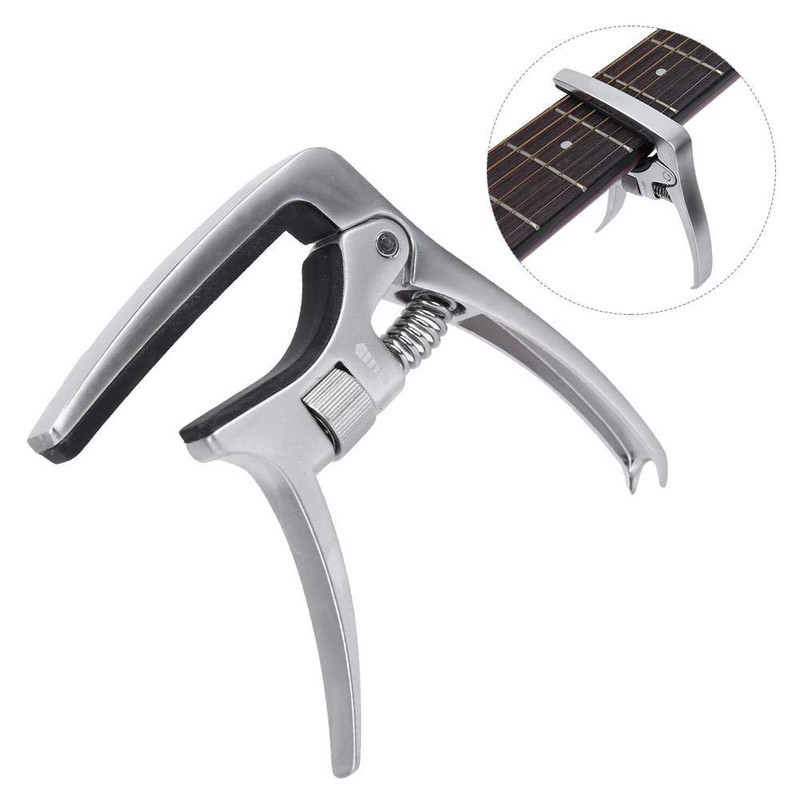Capotasto Silver Guitar Capo, Adjustable Screw, Metal Capo, Durable, Rust