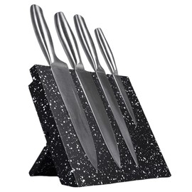 Magnetic Knife Block, Foldable Knife Holder, Wooden Magnetic Knife Stand, Cutlery Display Stand and Storage Rack (Black)