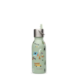 QWETCH - Stainless Steel Children's Drinking Bottle 350 ml - Kids Honlulu Green Pipette Lid - Insulated Bottle - Keeps Drinks Cold for 24 Hours & Warm for 12 Hours - Leak-proof & BPA-Free - Perfect