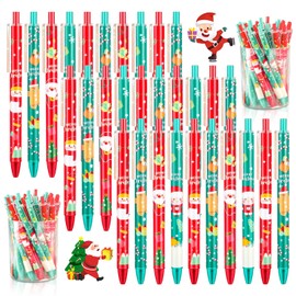 Pack of 30 Christmas Ballpoint Pens, Christmas Gadget Christmas Bauble Snowman Santa Claus Pen Set Guest Gift Christmas School Stationery Family Fillers Small Christmas Gifts
