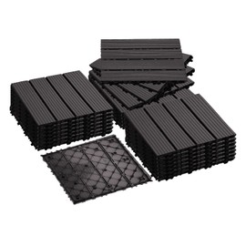 Interlocking Deck Tiles, 36 PCS Outdoor Patio Flooring, 12"x12" Interlocking Decking Tile Outdoor All Weather Use, Waterproof Patio Pavers for Pool Balcony Backyard Porch, Coffee