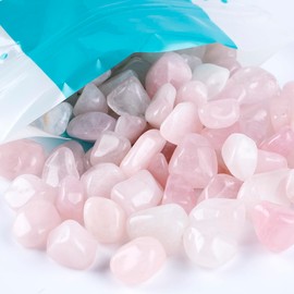 TGS Gems 10-20mm Each Rose Quartz Crystal Tumbled Chips Irregular Shaped Stones, 3lbs Bulk Bag of Crushed Healing Crystal Stones - Polished Pebbles for Decorating Succulent Planters, Fairy Gardens