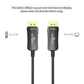 Jeirdus Fiber DP to DP Cable Male to Male 32Gbps High Speed 8k@60HZ 4K@140HZ, DP 1.4 Display Port for Big Game HDTV Projector, PC Host, Graphics Card 3 Meters
