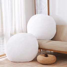 Acanva Throw Pillow Inserts for Bed Couch Sofa, Ultra Soft Polyester Filling for Decorative Cushion Round Sham Form, 1 Count (Pack of 1), White