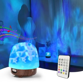 Projector Lights for Bedroom, Ocean Wave Projector Light with Bluetooth Speaker, 16 Colors Mushroom Lamp with Remote Control, Star Projector Cordless for Kids, Room Decor, Bedroom, Party, Gift