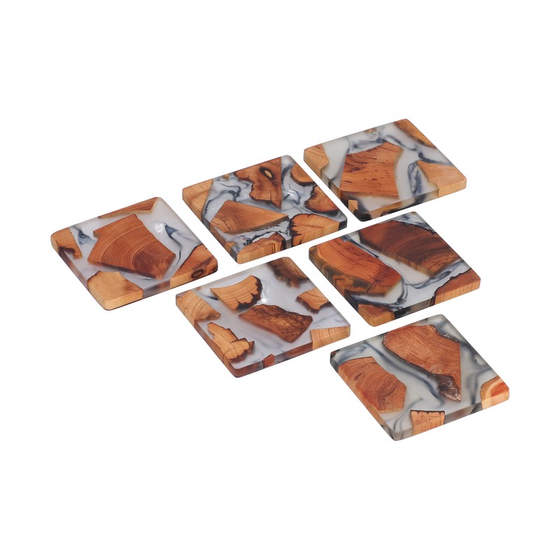 6Pcs Wood Coasters Innovative Insulation Cup Mat Pad Craft Works