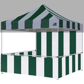 Eurmax USA Walls for 10'x10'Pop-up Booth Canopy Tent Commercial Instant Canopies,Enclosure 1 Full Sidewall & 3 Half Walls ONLY,NOT Including Frame and Top,Stripe Green