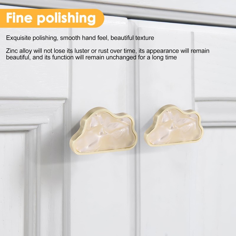 COZHYESS 6 Pcs White Clouds Shell Cup Pull Handles, Kitchen