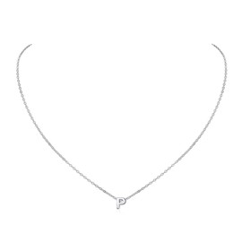 ChicSilver 925 Sterling Silver Initial P Necklace for Women Minimalist Jewelry Letter Pendant