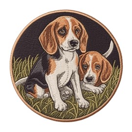Beagle Dog Patch 3" Iron-on Embroidered Sublimated Applique for Clothing Vest, Sew-on Decorative Embroidery, Animal Badge Emblem, Dog Breed Souvenir, Canine K9, Best Friend, Furry Family Pet