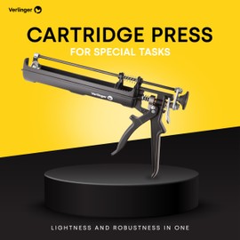 VERLINGER Dual Component Cartridge Gun For Epoxy Adhesives Applying 2-part Materials 25:1 Thrust Ratio Epoxy Applicator Gun Half-barrel Steel Aluminium Black Pro