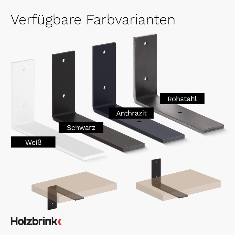 HOLZBRINK HLR-L-200-9016 Metal Shelf Brackets for Wall Shelf Brackets White