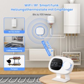 MIUCDA Wireless Room Thermostat with Receiver RF Smart Wi-Fi Thermostat Gas Boiler Programmable Heating Thermostat for Water Boiler Gas Boiler with Alexa Google Home