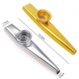 Kazoo Metal, Kazoo Instrument, Cazou, Kasoo, Kazoo Kids, Kasouza, Kazu, Gold + Silver, Kazoo Instrument Made of Aluminium Alloy, Kazoo for Children, Gift, Accompaniment