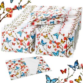 50 Packs Facial Tissue Packs Travel Tissues Size Disposable Pocket Tissues Bulk Slim Tissues Wallet Wedding Tissues for Guest Travel School Purse Home Supplies, 500 Sheets 3 Ply (Butterfly)