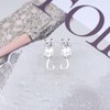 Aneneiceera Boho Cat Ear Jacket Earrings Silver Floating Cat Earrings