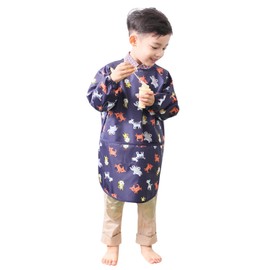 Plie Waterproof Kids Art Smocks 37 Colors (Age 1-10, S-XXL size), Navy Animal (03-S)