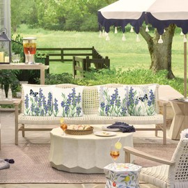 Bonhause Flower Cushion Covers 45 x 45 cm Purple Floral Decorative Pillow Covers Polyester Linen Pillowcases for Sofa Bed Home Garden Patio Outdoor Decor Set of 4