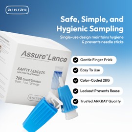Assure Lance Micro Flow Safety Lancets – Single Use Lancets for Blood Testing, Finger Pricker for Blood Glucose Test, 28G, 1mm Depth, 200 Count (Pack of 1)