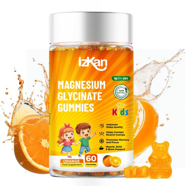 Izkan Magnesium Glycinate Gummies 100mg for Kids, Calm Magnesium Gummies