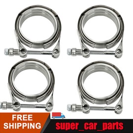 4X 3inch Stainless Steel V-Band Clamp & Flange Kit for Muffler Exhaust Downpipe