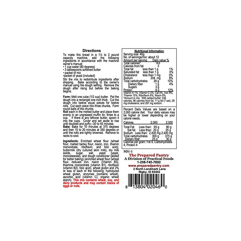 The Prepared Pantry Classic Parker House Roll Mix; Single Pack;