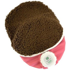 Onoe MY-7013 Poly Hot Water Bottle, 22.9 fl oz (650 ml), Pink with Brown Cover, Made in Japan, For Camping, Disaster Preparedness Goods, For Household Use, Water Injection Type