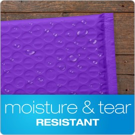 Quality Park Bubble Mailers, 6 x 9, Purple Poly Mailers, Padded Envelopes, Shipping Bags, Water Resistant, Self Seal, 50 Per Box (QUA85904)