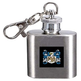 Wellens Family Crest Surname Coat of Arms 1oz Hip Flask Kerying Engraved