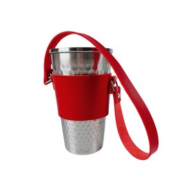 Susable Eco Cup Red Insulated Stainless Steel Drinking Cup 450 ml BPA-Free with Lid and Carry Strap