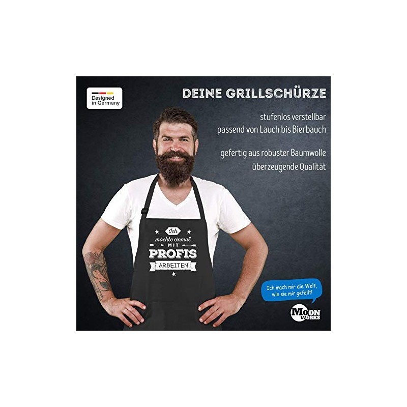 MoonWorks Funny BBQ Apron for Men with Saying Ich möchte