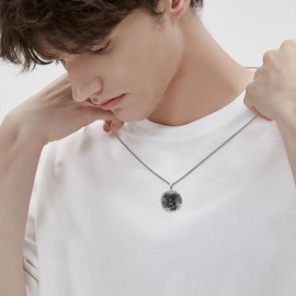 PDTJMTG 925 Sterling Silver St Michael/St Christopher Oval Round Medal Archangel Cross Necklace with 22”+2” Chain, 22+2 inches, Sterling Silver, No Gemstone