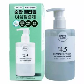 Happy Bath 해피바스 PH 4.5 저자극 여성청결제 쑥향 젤타입 300ml 약산성 Y존 여성세정제 마일드케어 상쾌한 하루시작 Feminine Wash 아모레퍼시픽 Happybath PH 4.5 Low-Irritation Feminine Cleanser, Mugwort Scent Gel Type 300ml, Mildly Acidic, Gentle Y-Zone Care for a Refreshing Day, Feminine Wash by Amore