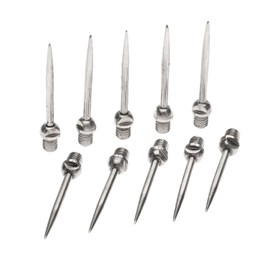 DRELD 10 pieces dart tips, steel tips with 2BA thread for soft darts, alloy steel dart tips, metal tips, darts needle accessories, steel dart tips, silver