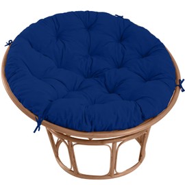 PRIMEPATIO Papasan Chair Cushion Outdoor, Round Papasan Cushion Indoor with Ties, Waterproof Circle Seat Pad for Porch Patio Garden, 45 in Navy, Cushion Only