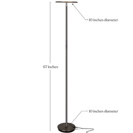 Brightech Sky Flux Dimmable LED Floor Lamp – Super Bright Floor Lamp with 3 Light Modes for Living Room, Office – Torchiere Standing Touch-Lamp, Tall Torch Lamp for Bedroom & Reading - Bronze
