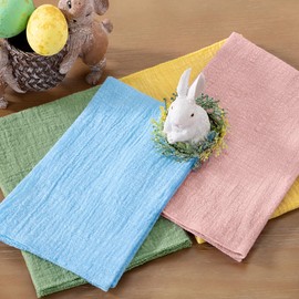 DeZerlor Easter Cloth Napkins Set of 12 Mixed Color Boho Gauze Napkins Cloth Washable Decorative Cotton Napkins 16.5X 16.5 Inches for Wedding Baby Shower Bridal Shower Dinner Tea Party Decorations