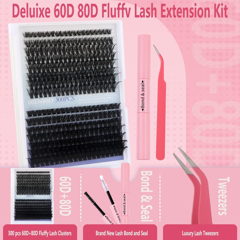Cluster Lashes D Curl Fluffy Individual Eyelashes Lash Extension Kit