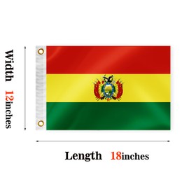 Bolivia Boat Nautical Flag 12x18IN Double Sided Bolivians Marine Banner Nylon Small Yacht Sail Pontoon ATV Bike Truck Motorcycle Flag with 2 Brass Grommets