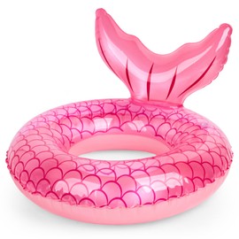 AMOR PRESENT Inflatable Swimming Ring, Pool Float Tube Red Mermaid Water Floats for Kids Outdoor Pool Beach Party Supplies