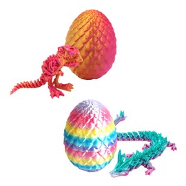 AYNKH 2PCS 3D Printed Dragon Eggs, 3D Printed Dinosaur Eggs, Mysterious Dragon Toys for Kids and Adults. Suitable for Easter, Christmas desk decoration (Rainbow Colours)