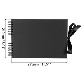 PATIKIL Scrapbook Album, 1Pcs Bow Ribbon Design Scrapbook Photo Album, Guest Book DIY Memory Book with 20 Sheets Black Pages, for Christmas Anniversary Birthday Gift,Black