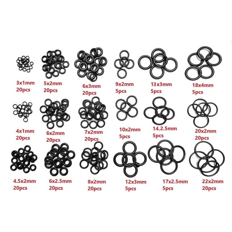 225PC O-Ring Assorted Gasket Rubber Washers. Kitchen Tap Sealing Gasket