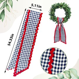 Ftuuo Wreath Sash for Front Door Black White Buffalo Plaid Wreath Satin Sash Red Wave Garland Ribbon Accessories for Wreaths Yard Doorway Indoor Outdoor Bow Bridal Shower Home Decor,5.11 x 55.1