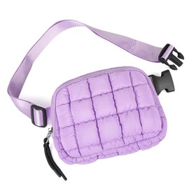 Carfond Quilted Puffer Belt Bag, Everywhere Waist Fanny Packs, Lightweight Crossbody Bag with Adjustable Strap, Purple