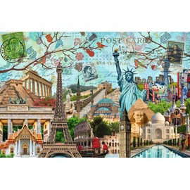 Ravensburger - Big City Collage - 5000 Piece Jigsaw Puzzle - Stunning Vivid Colors - The Globes Biggest Cities - Postcard Rendition - Frameable - Premium Quality - Puzzles for Adults