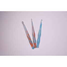 DAIZ CROCHET Resin Crochet Hooks Sets 6.5" Ergonomic Handle for Knitting Needle Crochet Yarn Weave & Sweater 6 mm Orange & Blue
