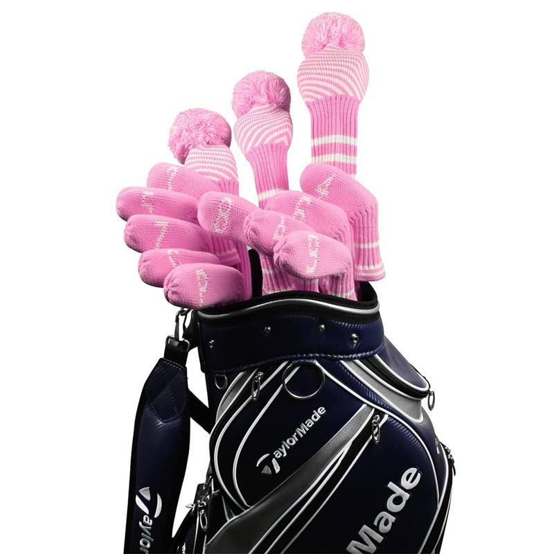 10 Pcs Pink Golf Iron Covers Cuteness Knitted Socks Shape