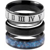 3 Anillos Números Romanos, Gris-negro, Negro-Azul │ Anillos Giratorios, Anillos